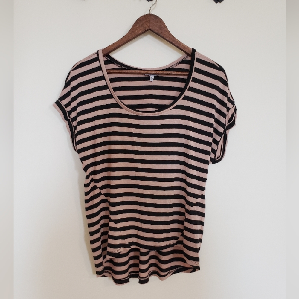 Striped, drop shoulder top.